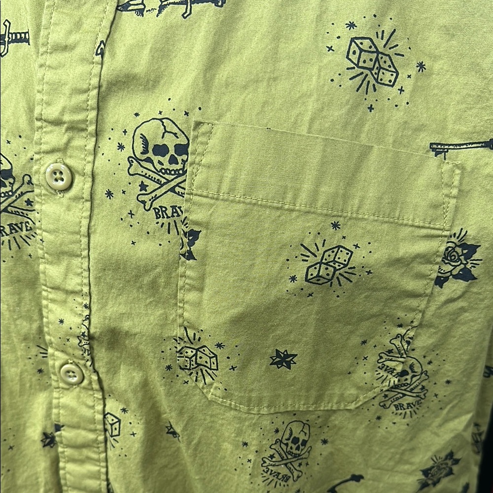 Lucky Brand Olive Green Casual Button Down Shirt - Picture 6 of 7